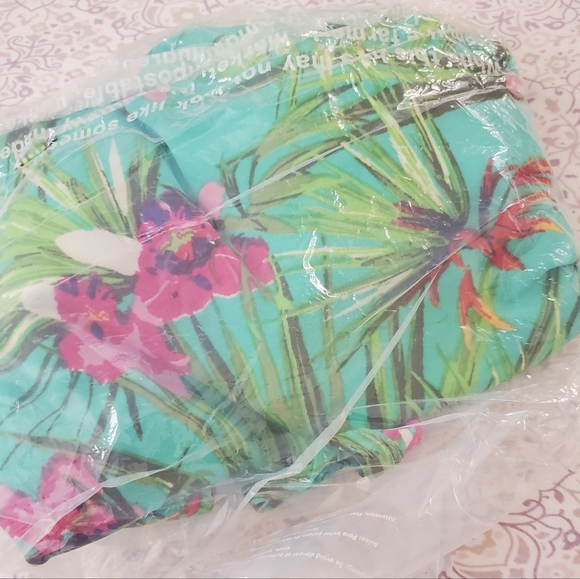 Green Multi-Color Tropical Floral Leaves Midi Padded Dress, Size Medium, NWT - Picture 5 of 5